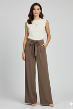 Women's Wide-Leg Drawstring Palazzo Trousers