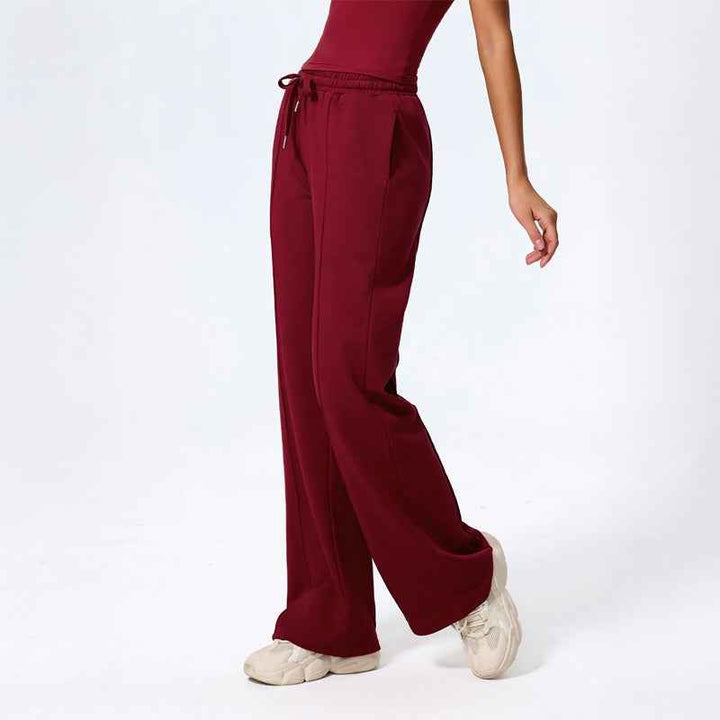 Women's Wide Leg Lounge Pants | Relaxed Fit with Drawstring Waist Red