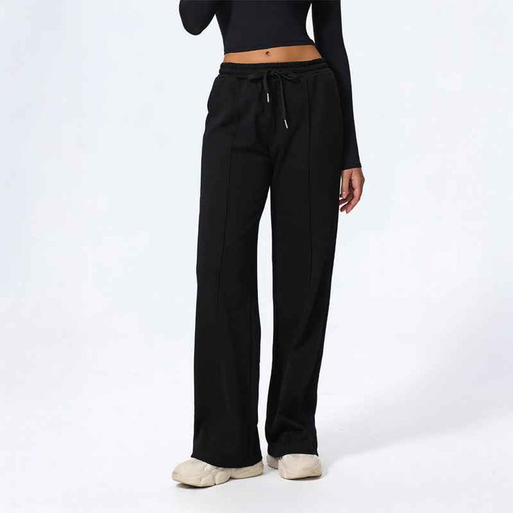 Women's Wide Leg Lounge Pants | Relaxed Fit with Drawstring Waist Black