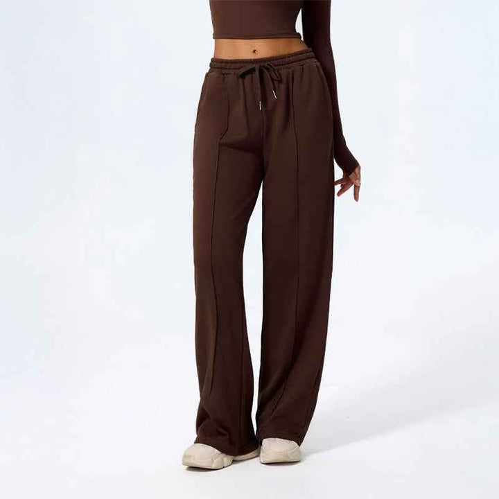 Women's Wide Leg Lounge Pants | Relaxed Fit with Drawstring Waist Brown