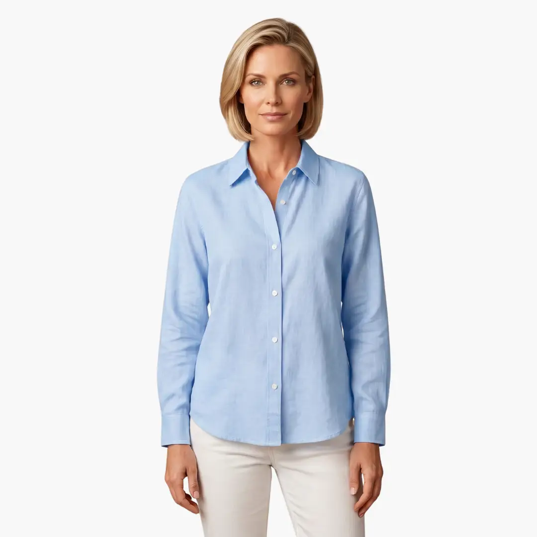 Women's Relaxed Fit Long Sleeve Button-Up Blouse