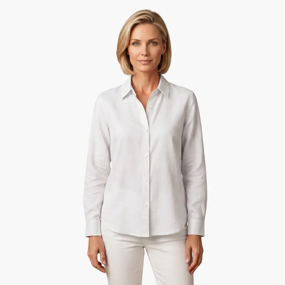 Women's Relaxed Fit Long Sleeve Button-Up Blouse