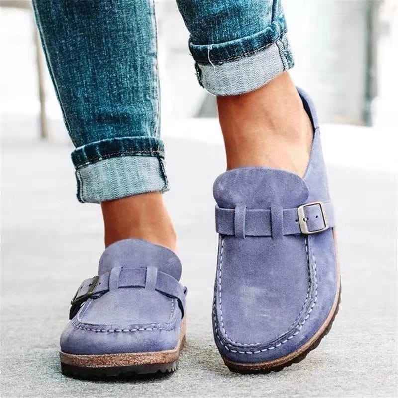 Women's Classic Slip-On Loafers with Buckle Purple