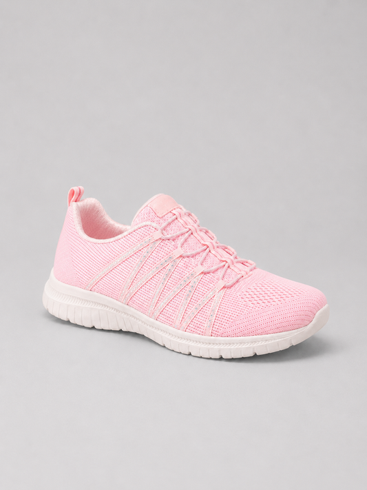 Women's Lightweight Sparkle Slip-On Knit Walking Shoes Pink