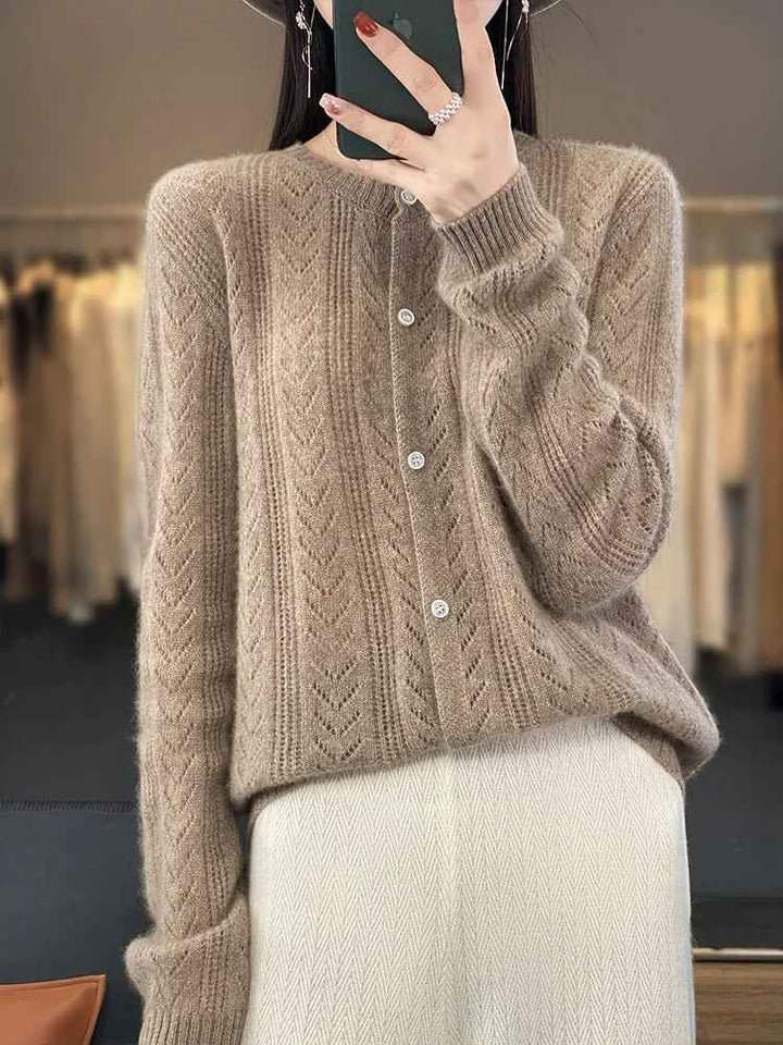 Women's 100% Wool Santorini Cardigan Camel