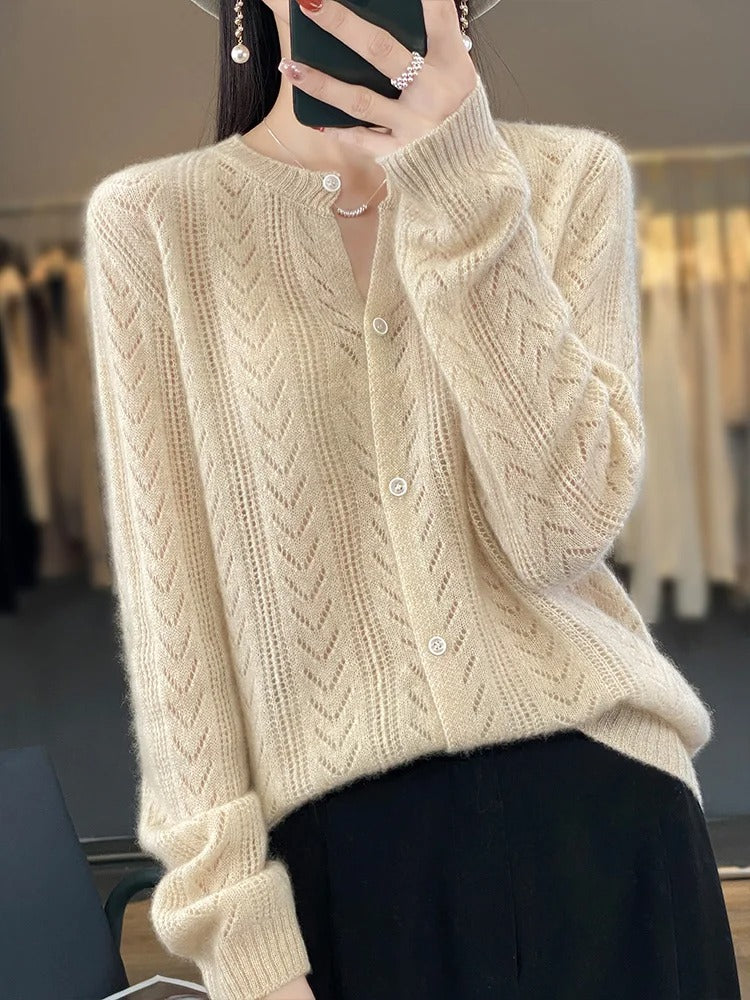 Women's Wool Cardigan Winter Essential Knitwear Collection Beige