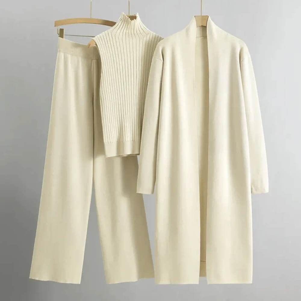 Women's 3-Piece Set - Stylish and Versatile Outfit Ivory White One Size