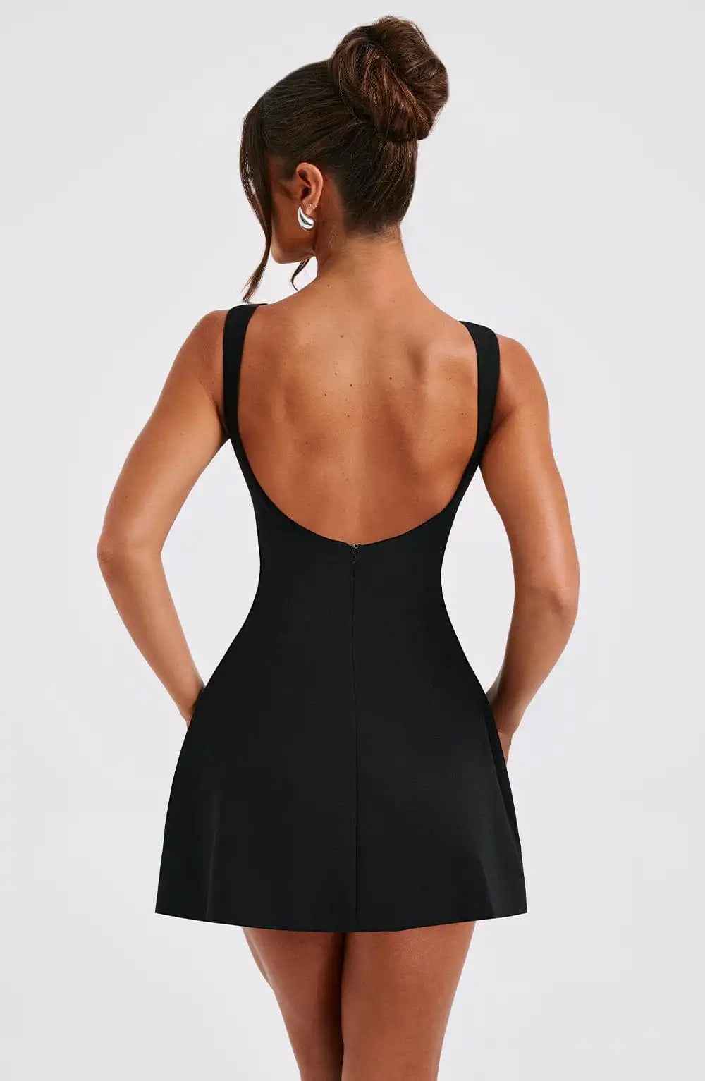 Women's A-Line Mini Dress – Boat Neck – Sleeveless – Elegant Semi-Formal Style