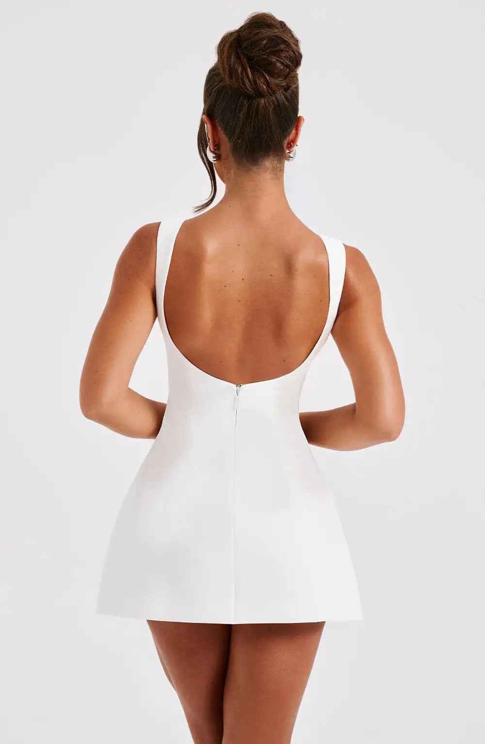 Women's A-Line Mini Dress – Boat Neck – Sleeveless – Elegant Semi-Formal Style