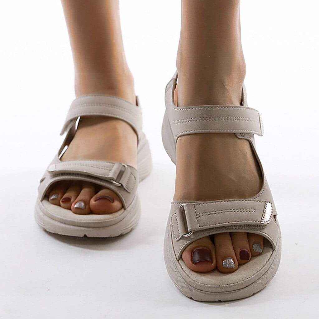 Women's Adjustable Sport Sandals with Cushioned Platform Nude