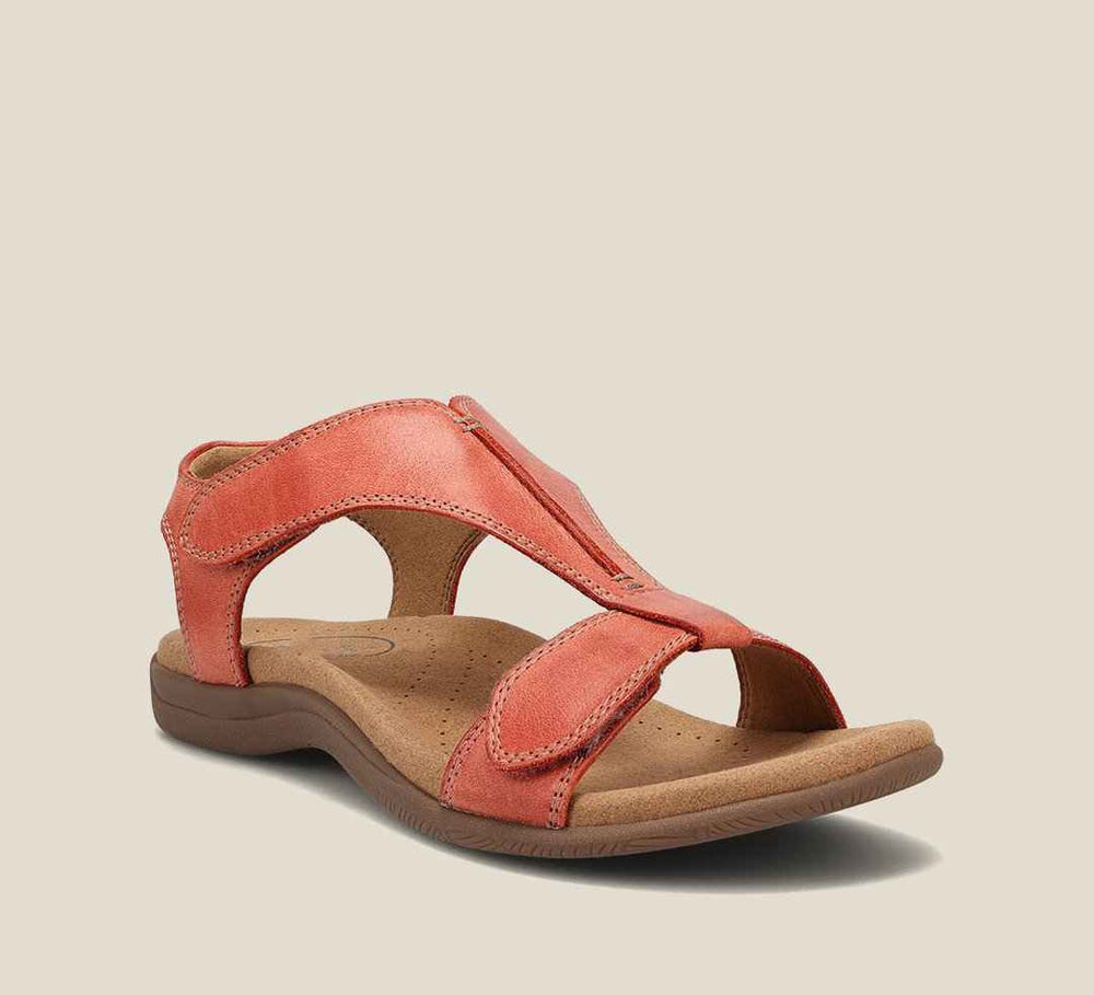 Women's Adjustable T-Strap Sandals with Contoured Insole Orange