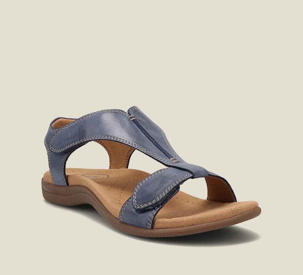 Women's Adjustable T-Strap Sandals with Contoured Insole Blue