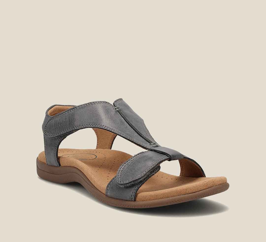 Women's Adjustable T-Strap Sandals with Contoured Insole Gray