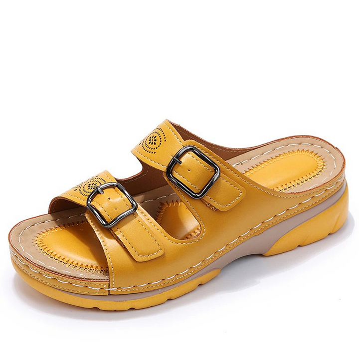 Women's Adjustable Wedge Sandals with Perforated Straps