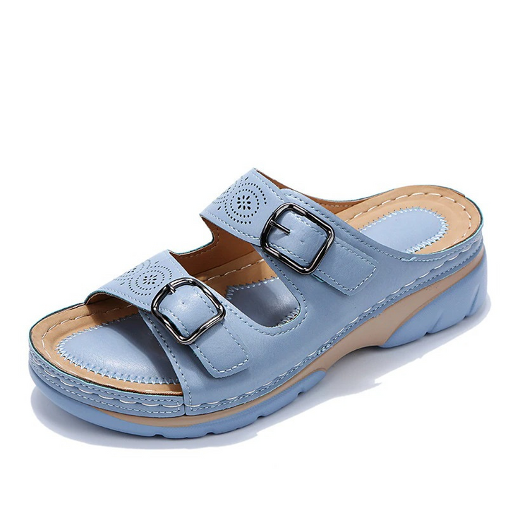 Women's Adjustable Wedge Sandals with Perforated Straps