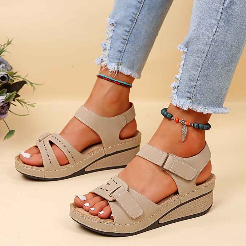Women's Adjustable Wedge Sandals with Straps