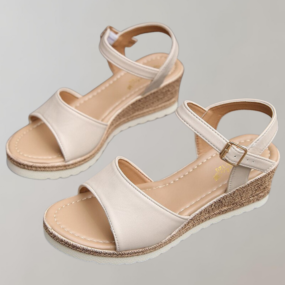 Women's Ankle Strap Wedge Sandals with Braided Sole