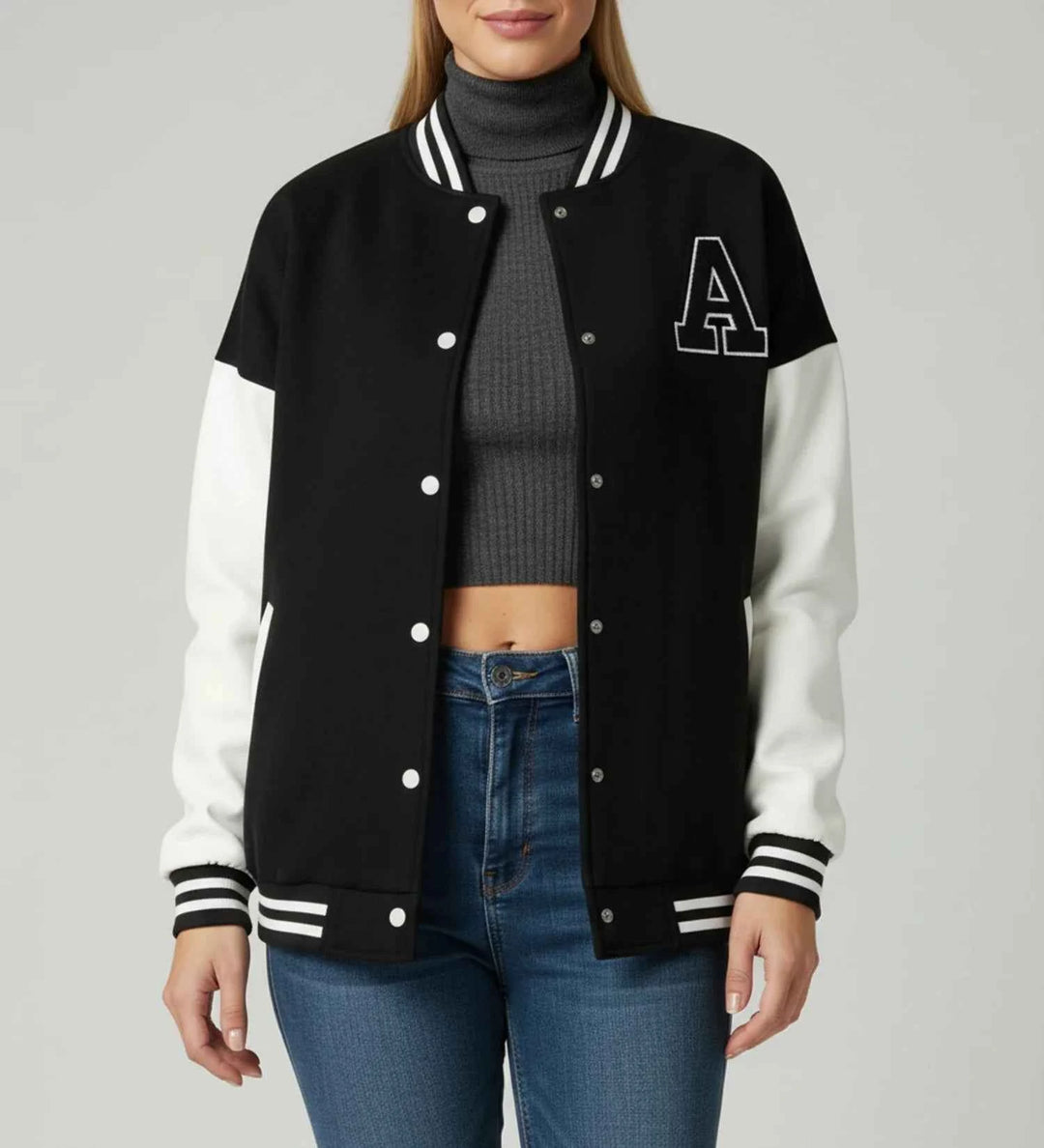 Women's Applique Letter Varsity Jacket