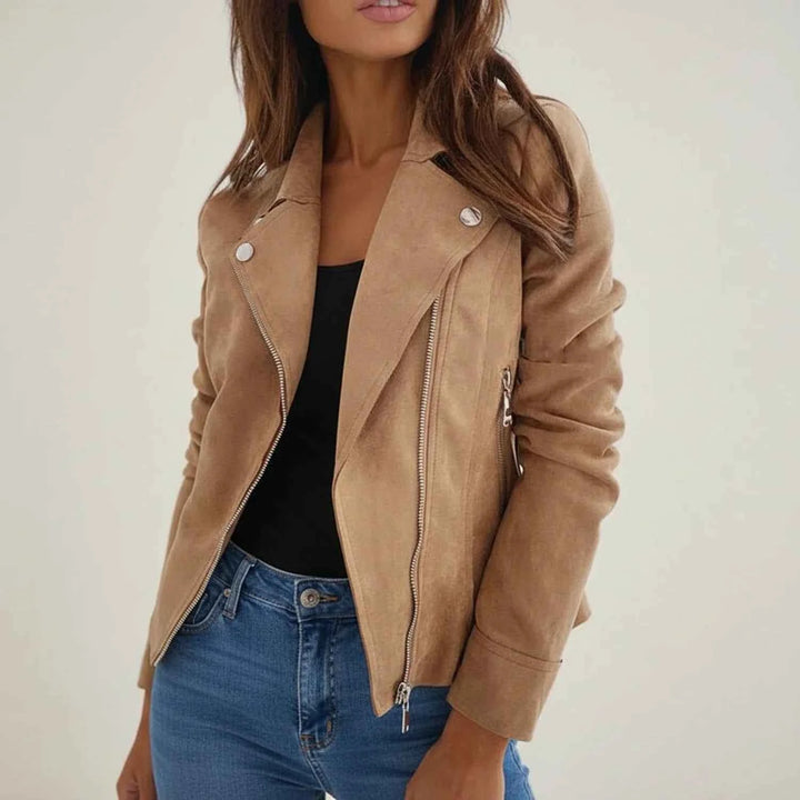 Women's Asymmetrical Biker Jacket Khaki