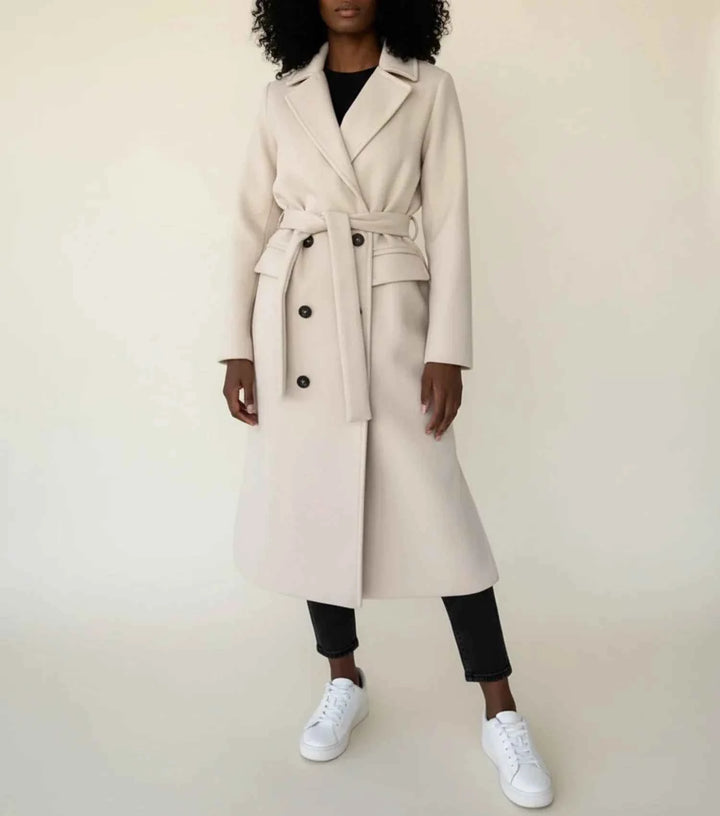 Women's Belted Midi Winter Overcoat Khaki