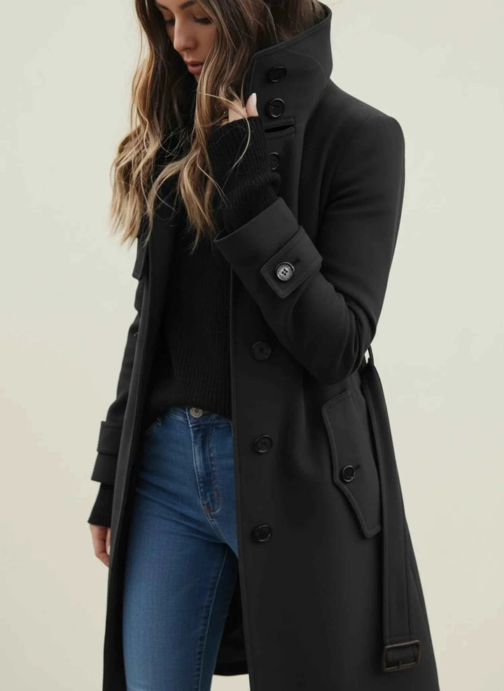 Women's Belted Trench Coat Black