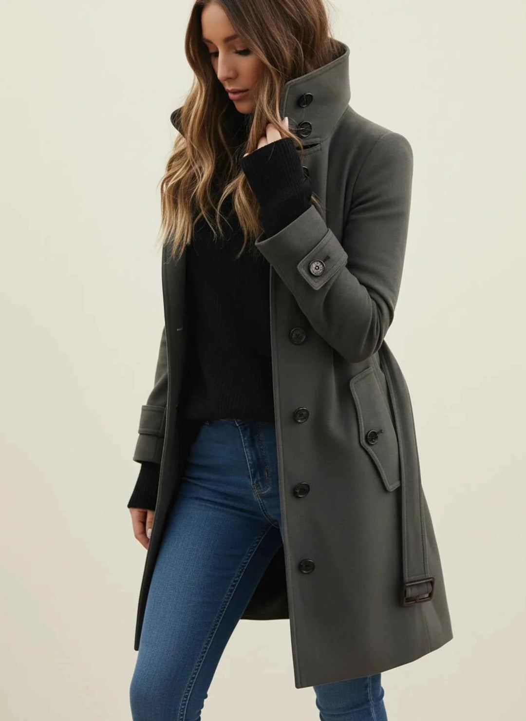 Women's Belted Trench Coat Gray