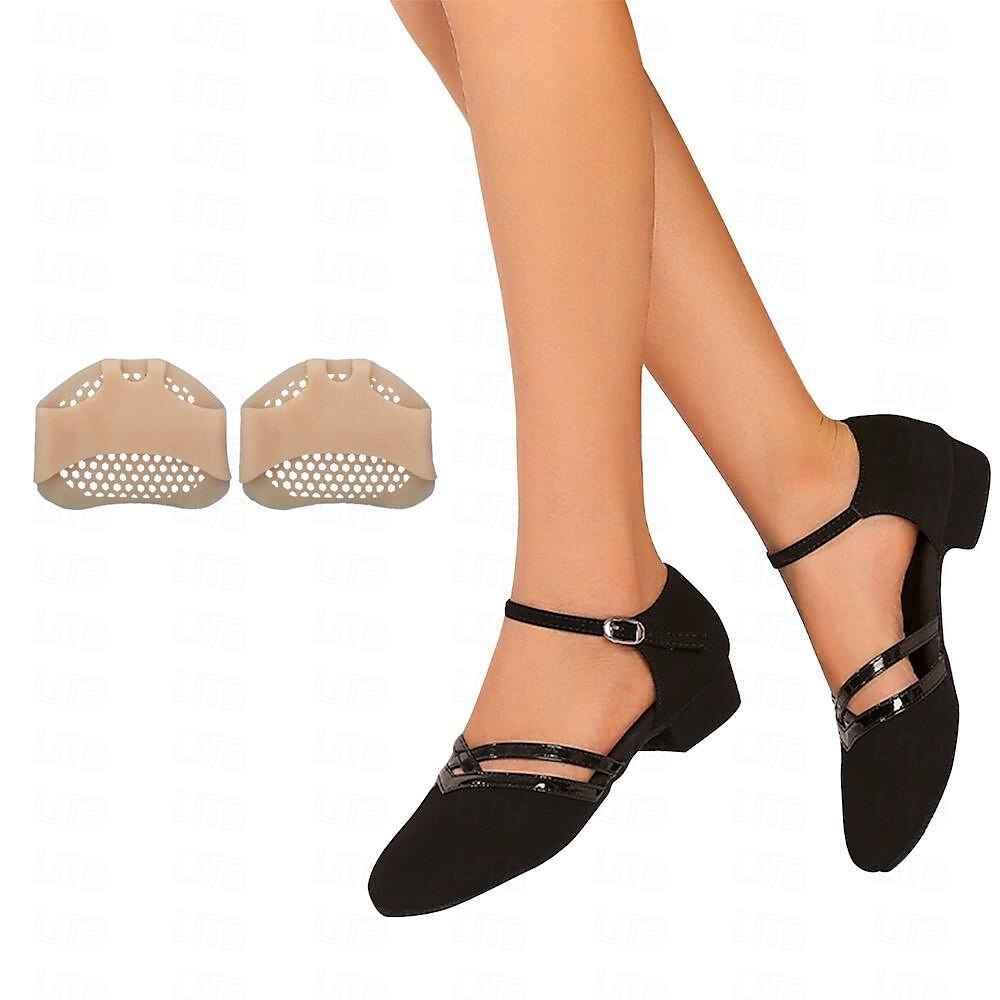 Women's Black Dance Shoes with Cross Straps and Low Block Heel