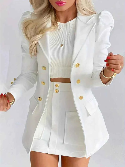 Women's Blazer Set - Stylish and Chic White