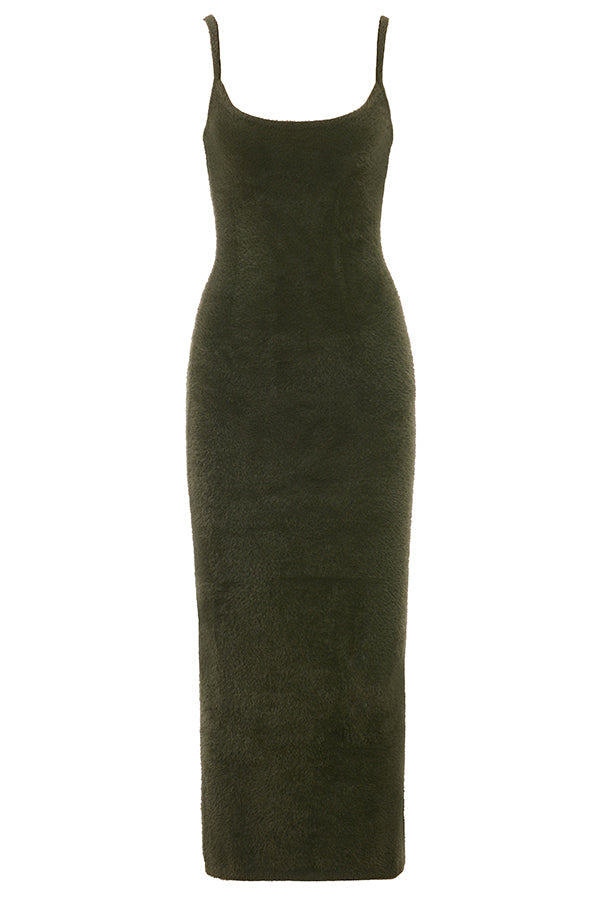Women's Bodycon Midi Dress with Cropped Cardigan - Soft Knit Fabric
