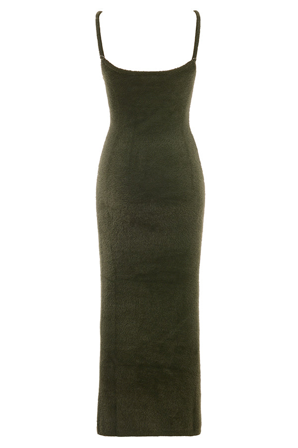 Women's Bodycon Midi Dress with Cropped Cardigan - Soft Knit Fabric