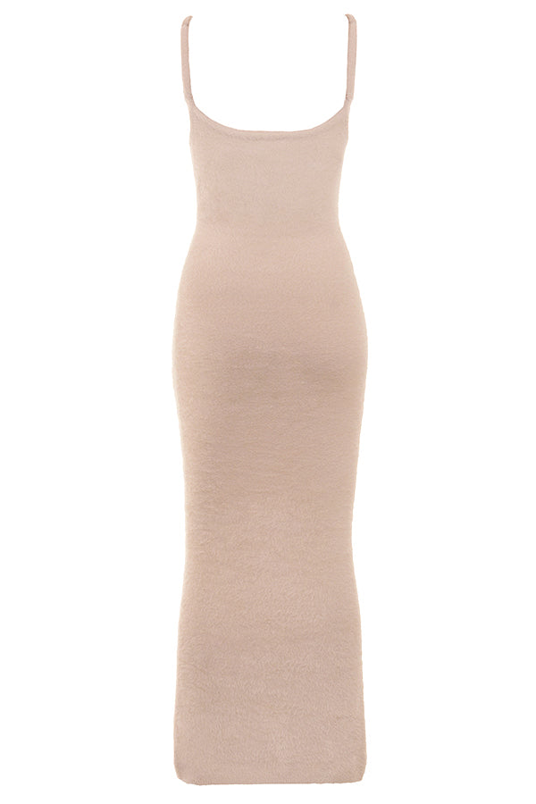Women's Bodycon Midi Dress with Cropped Cardigan - Soft Knit Fabric