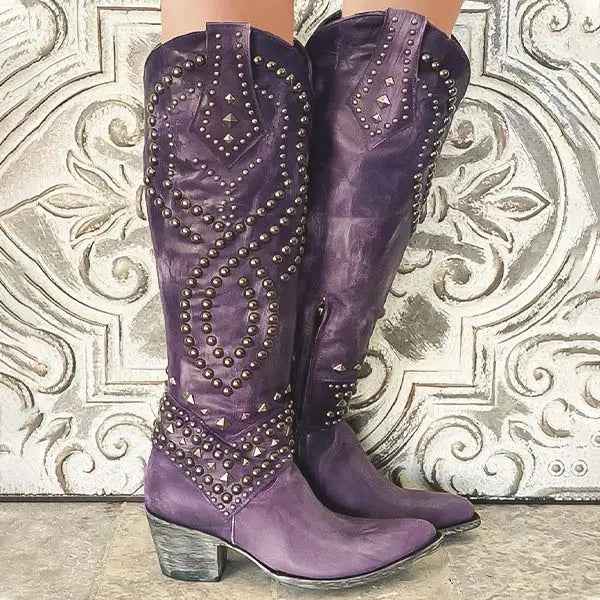 Women's Bold & Chic Long Heel Boots Purple