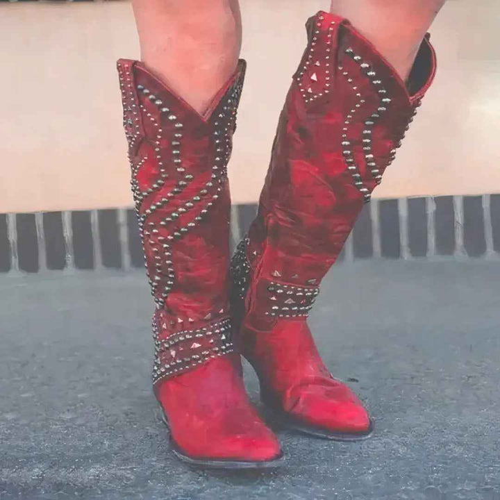 Women's Bold & Chic Long Heel Boots Red