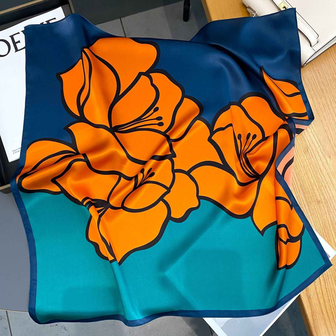 Women's Bold Color Block Silk Square Scarf