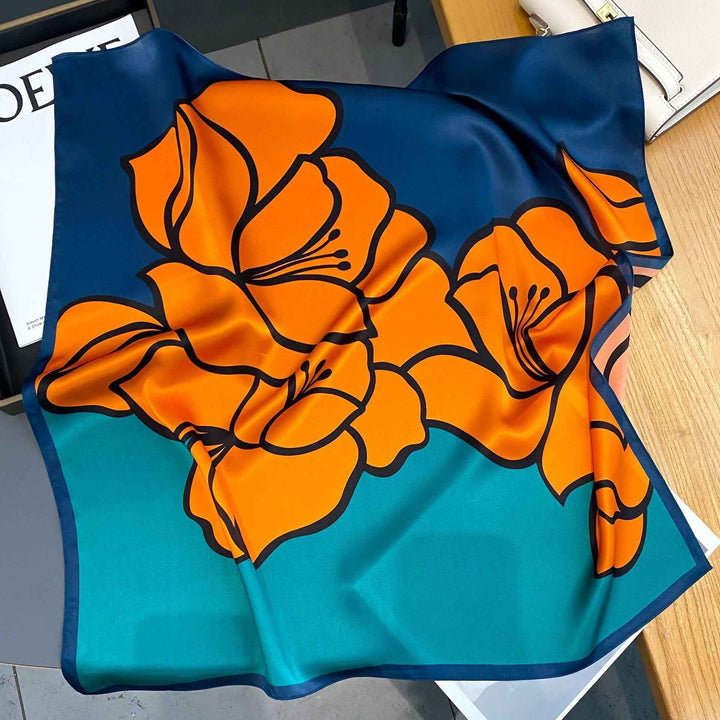 Women's Bold Color Block Silk Square Scarf