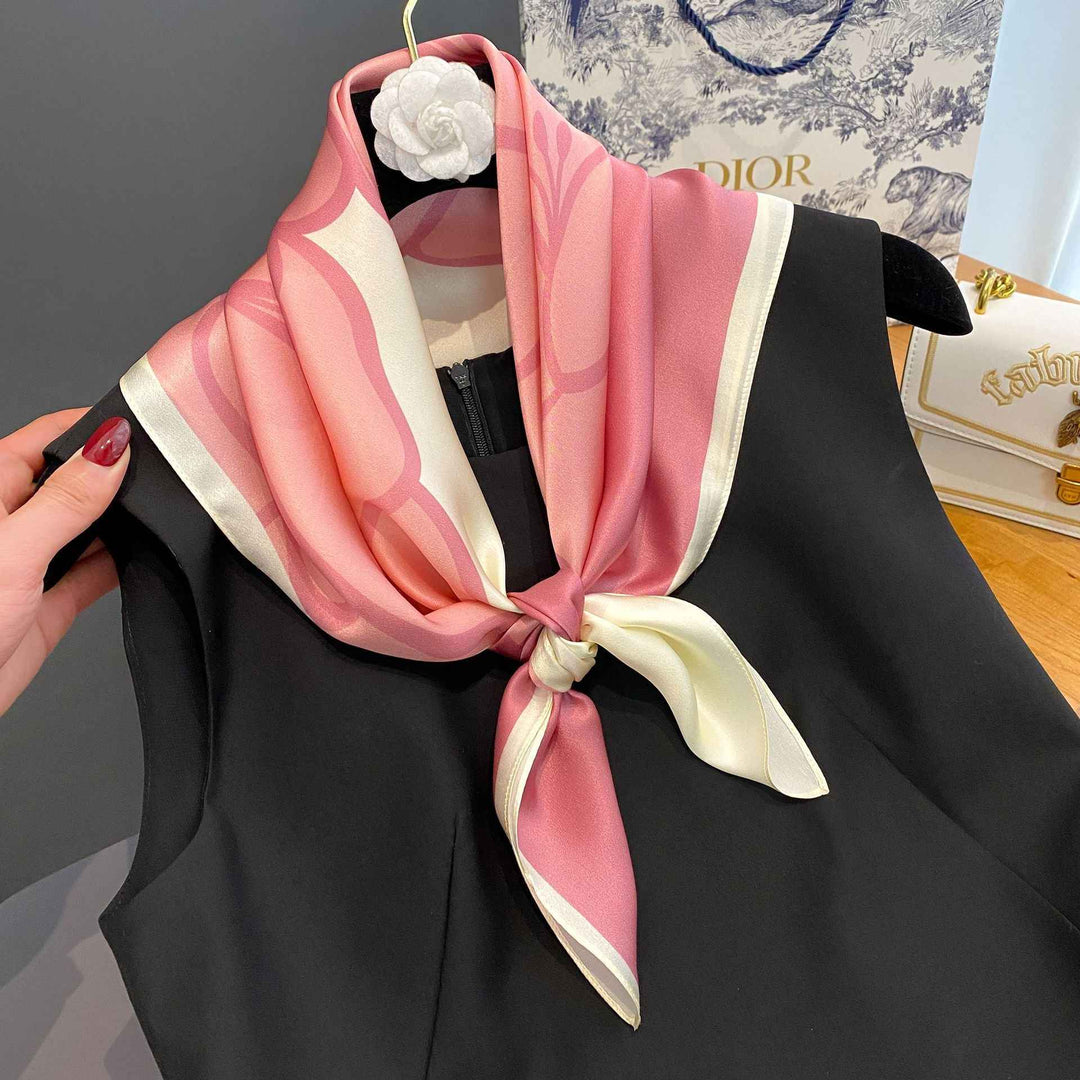 Women's Bold Color Block Silk Square Scarf