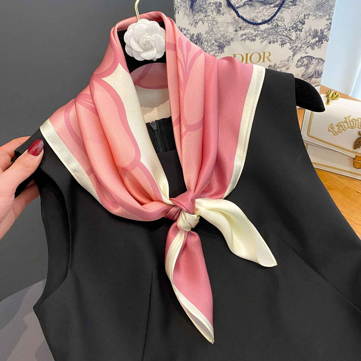 Women's Bold Color Block Silk Square Scarf