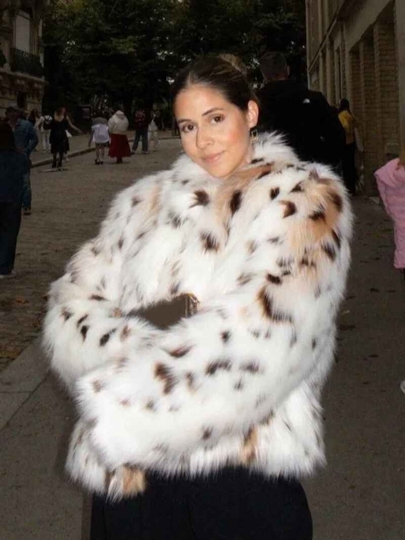 Women's Bold Leopard Pattern Velvet Fur Coat – Statement Outerwear