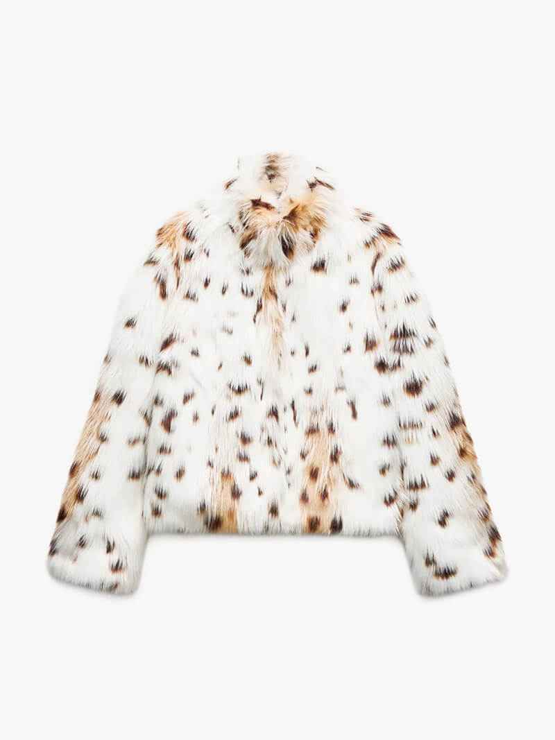 Women's Bold Leopard Pattern Velvet Fur Coat – Statement Outerwear L