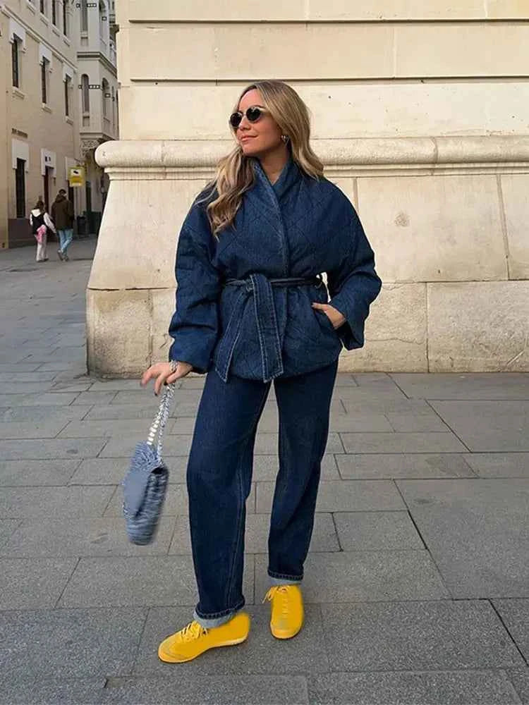 Women's Buckle Denim Jacket Blue