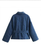 Women's Denim V-neck Solid Jacket Winter Essential Outerwear