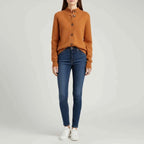 Women's Knit Button Front Collared Long Sleeve Relaxed Fit Sweater