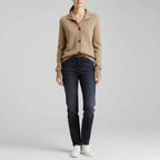Women's Knit Button Front Collared Long Sleeve Relaxed Fit Sweater