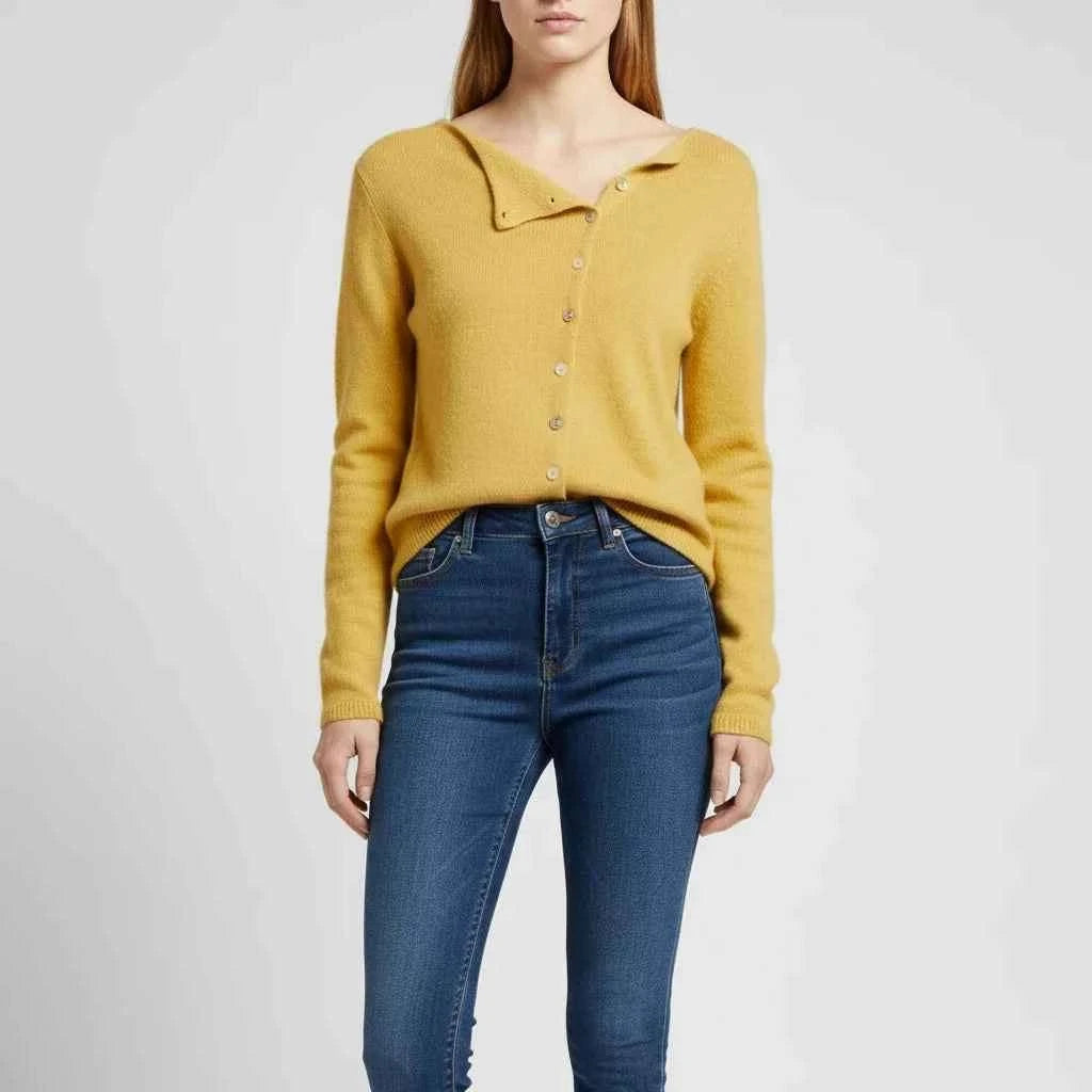 Women's Button-Down Sweater Yellow One Size