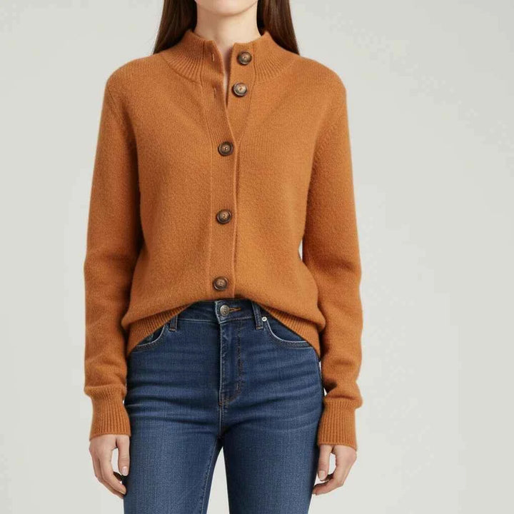 Women's Button-Down Sweater Orange