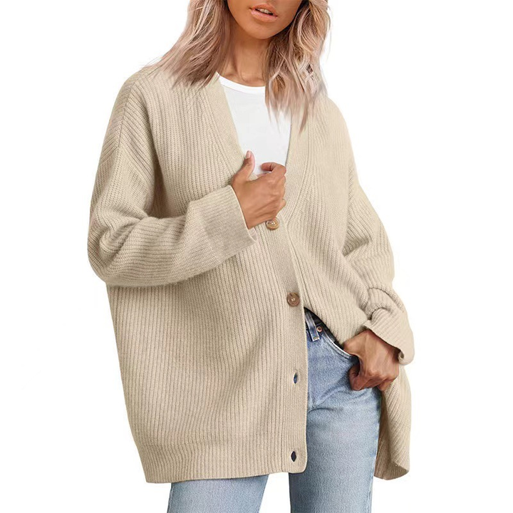 Women's Buttoned Oversized Knit Cardigan Pink