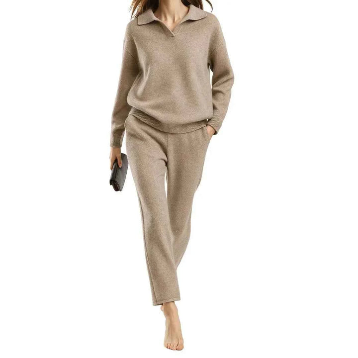 Women's Cashmere-Blend Sweater and Pants Set Camel One size