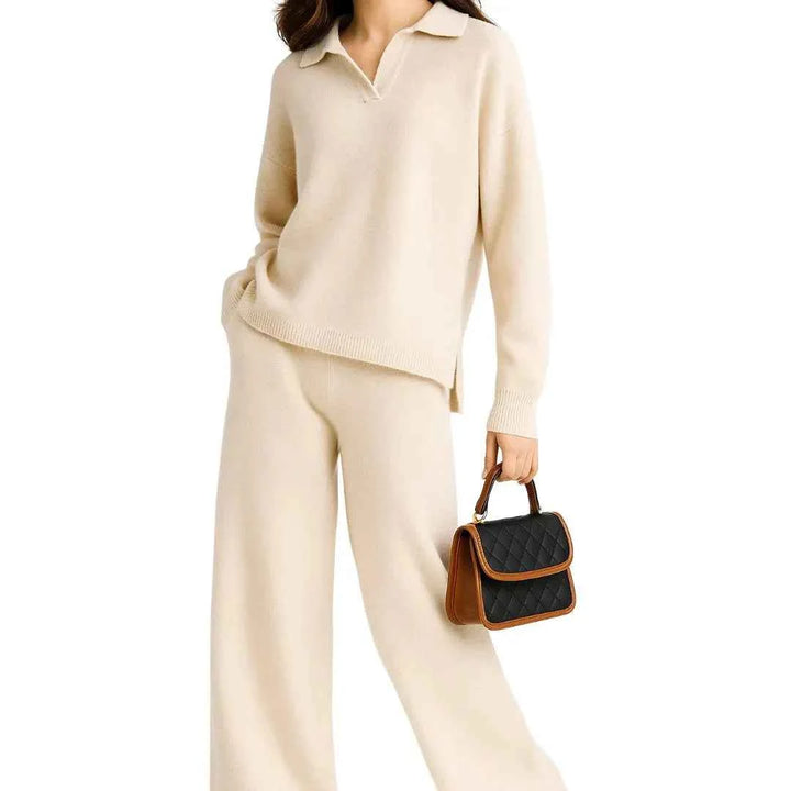 Women's Cashmere-Blend Sweater and Pants Set Beige One size