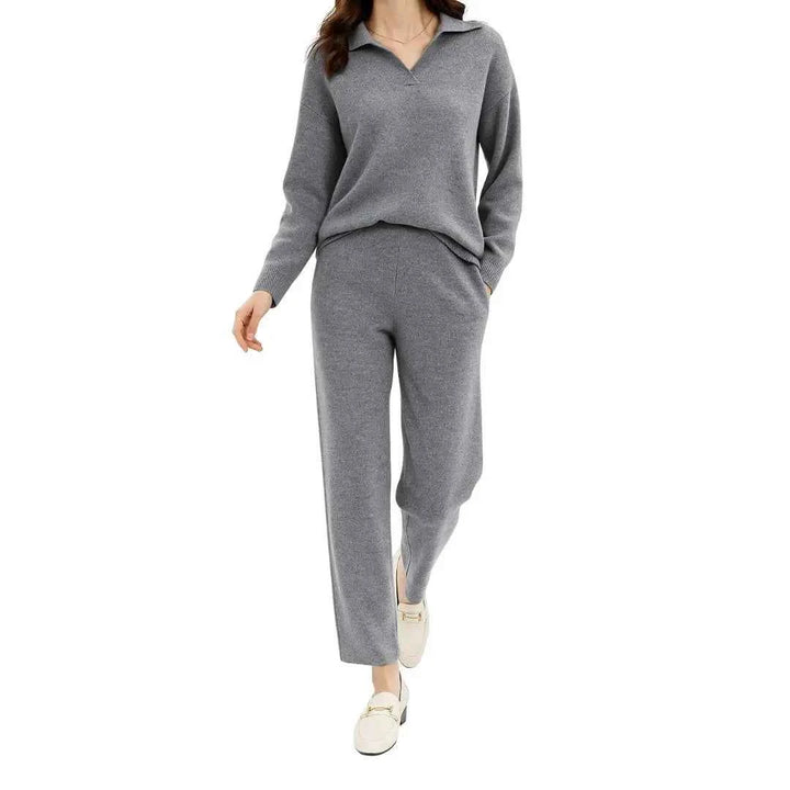 Women's Cashmere-Blend Sweater and Pants Set Gray One size