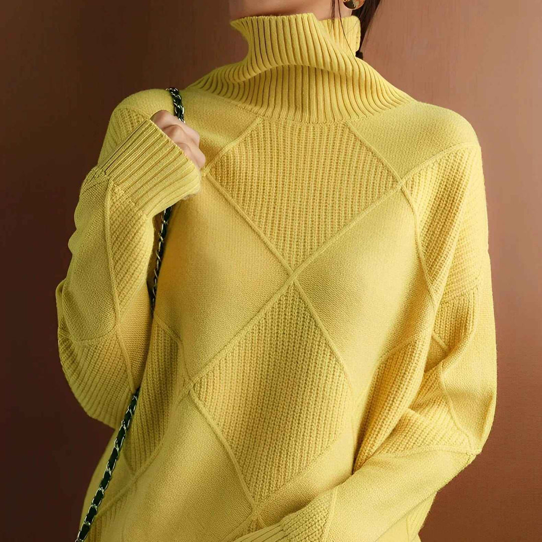 Women's Cashmere Turtleneck Sweater Yellow